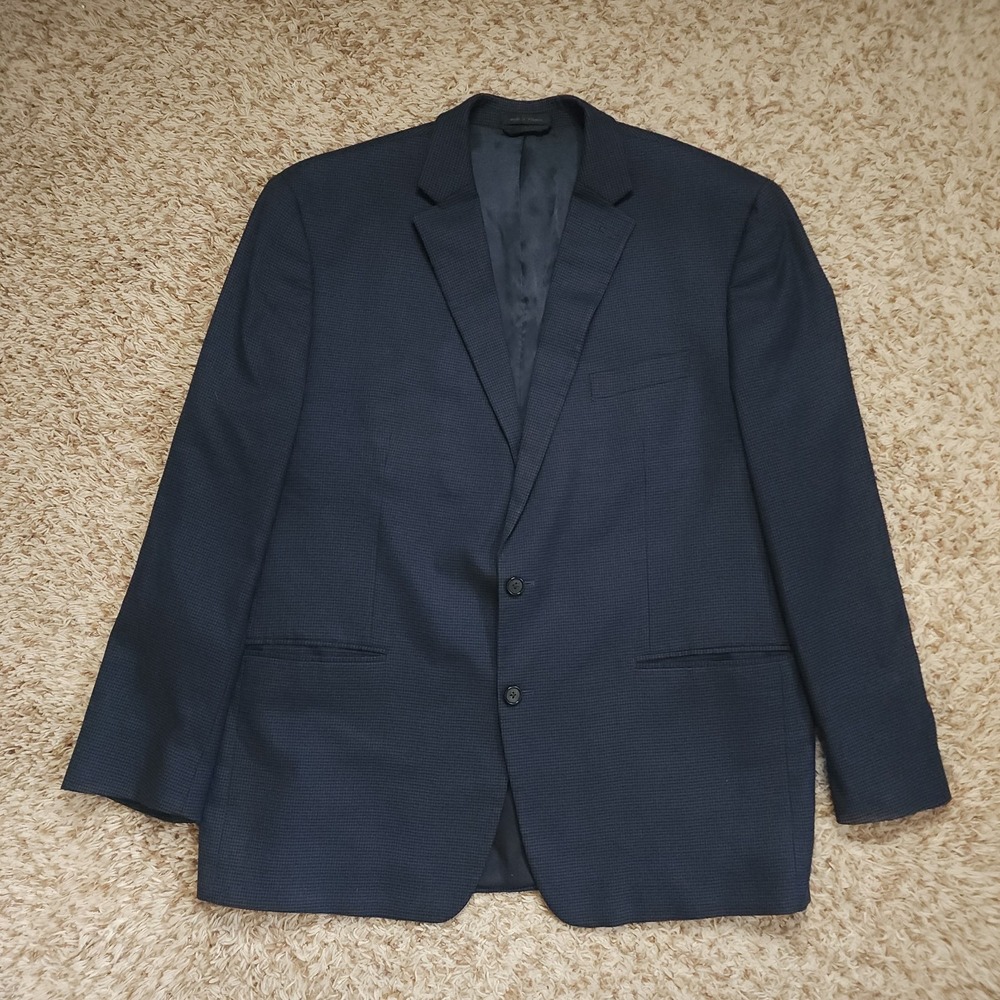 Lauren Ralph Lauren Mens 48L Navy Blue and Black Pattern‎ Blazer Sport Coat